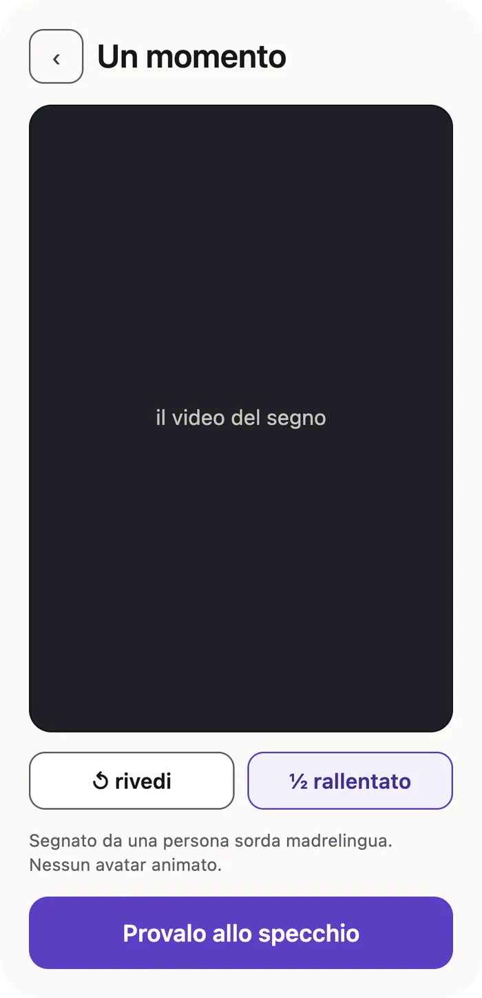 La schermata del segno, con il riquadro del video dichiarato vuoto